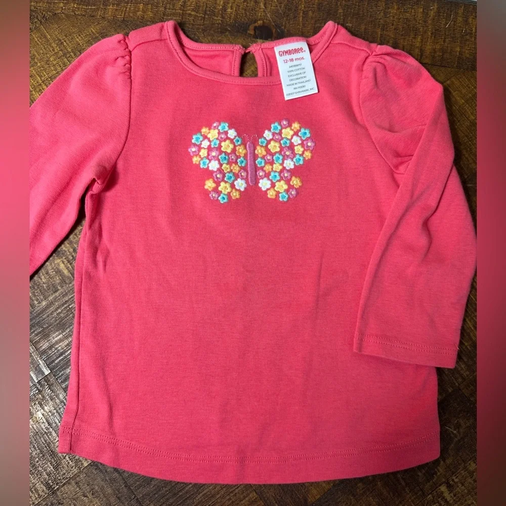 Gymboree 12-18 Months Embroidered Butterfly Long Sleeve‎ Top Shirt